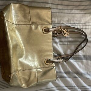 Michael Kors Gold Shimmer Tote with Leather Handles